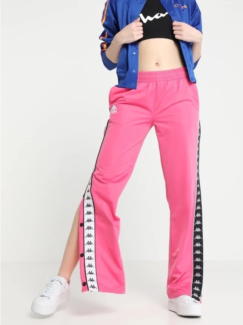 Kappa Women's Snap Side Opening Track Pants Pink Size Small *flaw